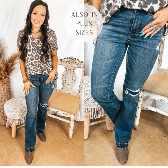 Judy Blue Denim - Judy Blue Bootcut Jeans Distressed Raw Hem